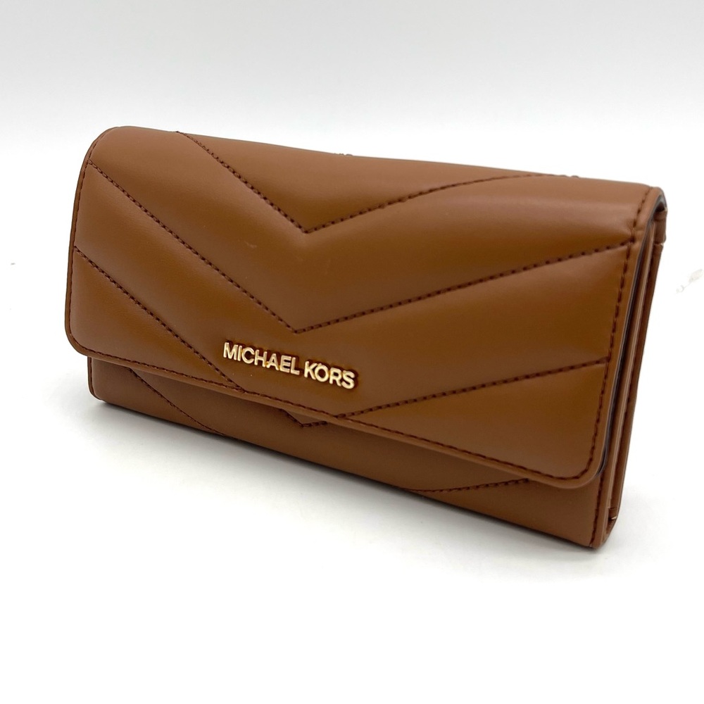 Michael Kors Brown Quilted Large Trifold Wallet